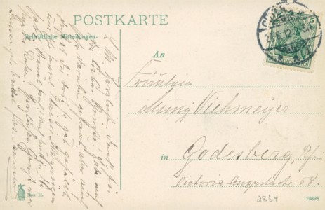 Adressseite der Ansichtskarte Gütersloh, Kirchstrasse