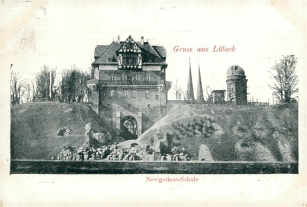Alte Ansichtskarte Lübeck, Navigationsschule