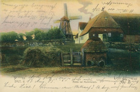 Alte Ansichtskarte Sylt, Mühle bei Munkmarsch
