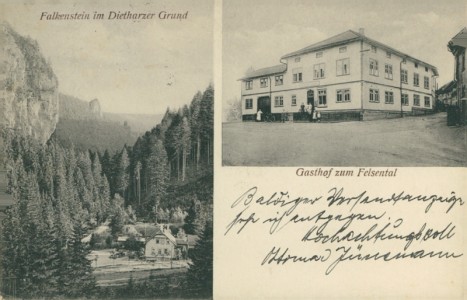 Alte Ansichtskarte Tambach-Dietharz/Thür. Wald, Falkenstein im Dietharzer Grund, Gasthof zum Felsental