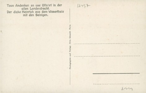 Adressseite der Ansichtskarte Porta Westfalica, Die lustigen Bauern auf der Fahrt von Porta Westfalica über Berlin nach Wien