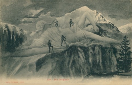 Alte Ansichtskarte Berge mit Gesichtern, Die Jungfrau