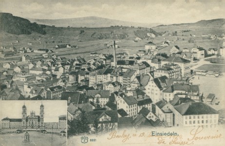Alte Ansichtskarte Einsiedeln, Teilansicht, Kloster