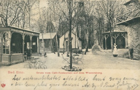 Alte Ansichtskarte Bad Ems, Gruss vom Café-Restaurant auf dem Wintersberg