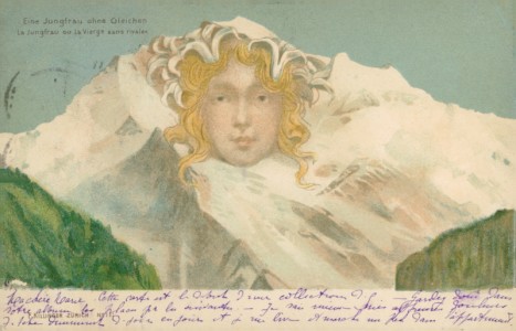 Alte Ansichtskarte Berge mit Gesichtern, Eine Jungfrau ohne Gleichen