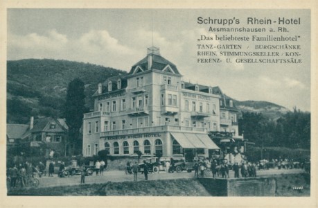 Alte Ansichtskarte Rüdesheim am Rhein-Assmannshausen, Schrupp's Rhein-Hotel