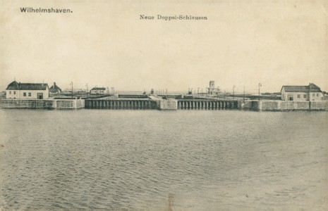 Alte Ansichtskarte Wilhelmshaven, Neue Doppel-Schleuse