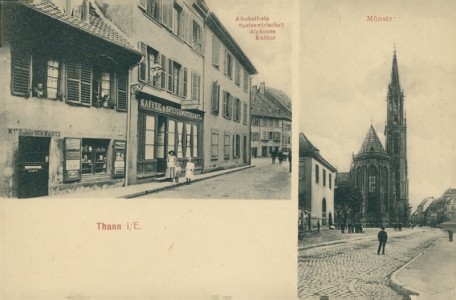Alte Ansichtskarte Thann, Alkoholfreie Speisewirtschaft Alphonse Kuttler, Münster