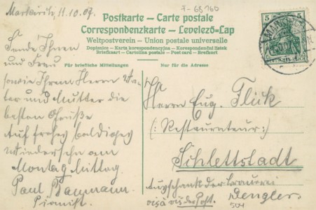 Adressseite der Ansichtskarte Markirch / Sainte-Marie-aux-Mines, Langestrasse mit Kaufhaus Knopf