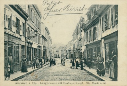 Alte Ansichtskarte Markirch / Sainte-Marie-aux-Mines, Langestrasse mit Kaufhaus Knopf