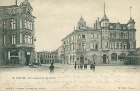 Alte Ansichtskarte Solingen-Ohligs, vom Bahnhof gesehen