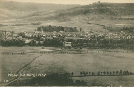 Alte Ansichtskarte Pagny-sur-Moselle, Pagny mit Burg Preny
