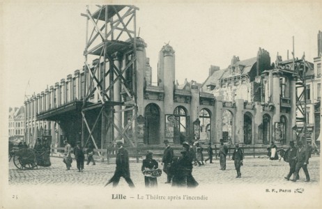 Alte Ansichtskarte Lille, Le Théâtre après l'incendie
