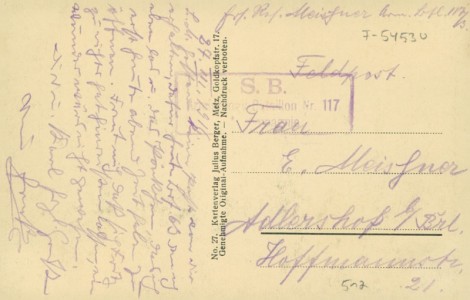 Adressseite der Ansichtskarte Pagny-sur-Moselle, Strassburgerstrasse