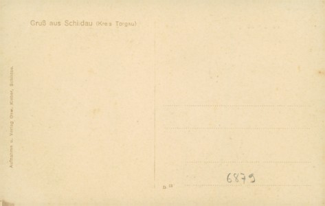 Adressseite der Ansichtskarte Belgern-Schildau, Dampfziegelei, im Hintergrunde der Schildberg