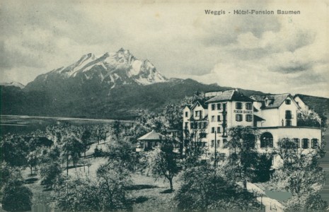 Alte Ansichtskarte Weggis, Hotel-Pension Baumen