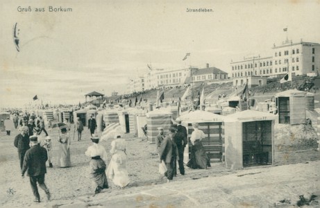 Alte Ansichtskarte Gruß aus Borkum, Strandleben