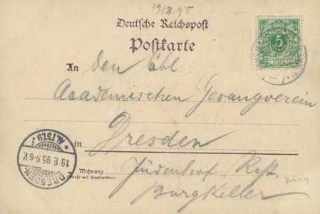 Adressseite der Ansichtskarte Trier, Gruß vom Petrisberg (frühe Karte)