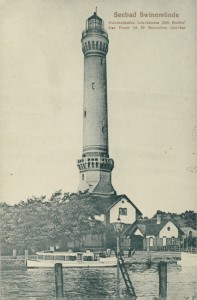 Alte Ansichtskarte Swinemünde / Świnoujście, Osternothafen Leuchtturm (300 Stufen). Das Feuer ist 20 Seemeilen sichtbar