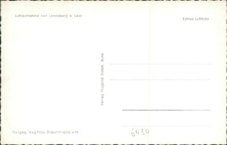 Adressseite der Ansichtskarte Landsberg am Lech, Luftaufnahme