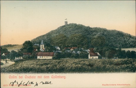 Alte Ansichtskarte Wermsdorf-Collm, Gesamtansicht mit dem Collmberg