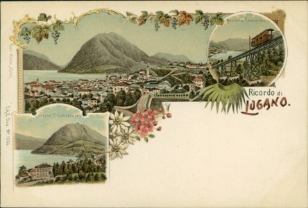 Alte Ansichtskarte Ricordo di Lugano, Total, Perrovia fonicolare, Monte S. Salvatore
