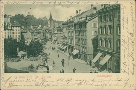 Alte Ansichtskarte St. Gallen, Marktgasse