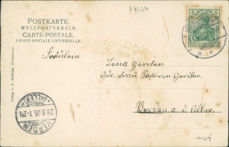 Adressseite der Ansichtskarte Neumünster, Großflecken (PAPIERLAGE RECHTS GELÖST)
