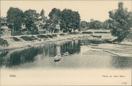 Alte Ansichtskarte Wesel, Partie am alten Hafen