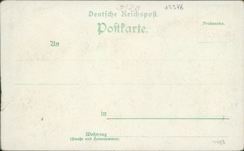 Adressseite der Ansichtskarte Gruss aus Wittingen, Total-Ansicht mit Windmühle, Kirche, Hotel Nöhre, Saal m. Kegelbahn, Kriegerdenkmal, Villa v. d. Knesebeck