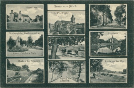 Alte Ansichtskarte Jülich, Mehrbildkarte mit Düsseldorferstrasse