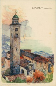 Alte Ansichtskarte Lugano, San Lorenzo (sign. Manuel Wielandt)
