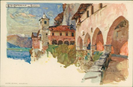 Alte Ansichtskarte Leggiuno , Santa Caterina del Sasso (sign. Manuel Wielandt)