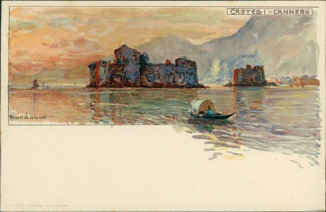 Alte Ansichtskarte Cannero Riviera, Castello di Cannero (sign. Manuel Wielandt)