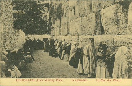 Alte Ansichtskarte Jerusalem, Jew's Wailing Place. Klagemauer. Le Mur des Pleurs