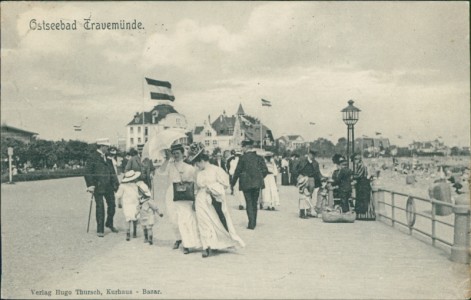 Alte Ansichtskarte Ostseebad Travemünde, Strandpromenade