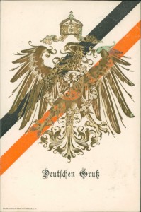 Alte Ansichtskarte Deutschen Gruß, Wappen Adler mit Krone (leicht geprägt)