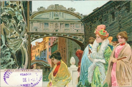 Alte Ansichtskarte Venezia, Straßenleben (sign. Raffaele Tafuri)