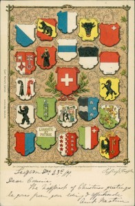 Alte Ansichtskarte Schweiz, Kantonswappen