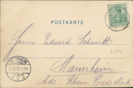 Adressseite der Ansichtskarte Gruss aus Durbach, Gesamtansicht, Gasthaus zum Ritter