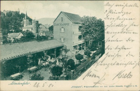 Alte Ansichtskarte Lindenfels, Zur Harfe