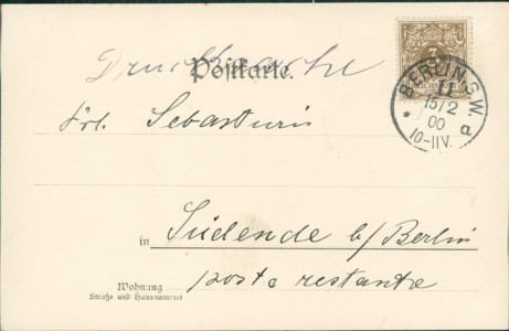 Adressseite der Ansichtskarte Wilhelm II, Marine, China (POSTSTEMPEL DURCHGESCHLAGEN)