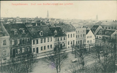 Alte Ansichtskarte Sangerhausen, Stadt vom Bonifaciusplatz aus gesehen