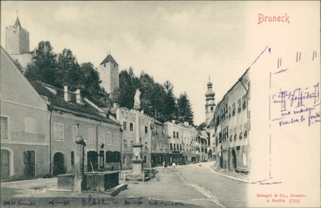Alte Ansichtskarte Bruneck, Platz mit Blick zur Kirche