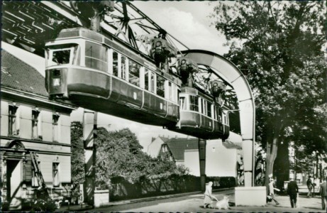 Alte Ansichtskarte Wuppertal-Sonnborn, Schwebebahn - Landstrecke