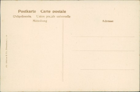 Adressseite der Ansichtskarte Freiburg im Breisgau, Kaiserstrasse mit Martinstor im Schnee, Pferdekutsche