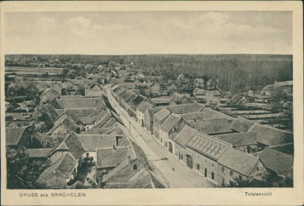 Alte Ansichtskarte Hückelhoven-Brachelen, Totalansicht (LINKER RAND BESCHNITTEN)