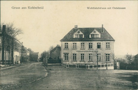 Alte Ansichtskarte Herzogenrath-Kohlscheid, Wohlfahrtshaus mit Oststrasse