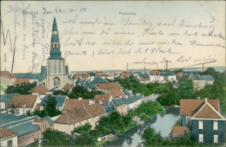 Alte Ansichtskarte Bocholt, Panorama mit Kirche