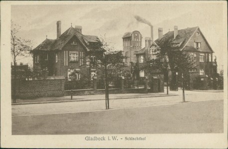 Alte Ansichtskarte Gladbeck, Schlachthof